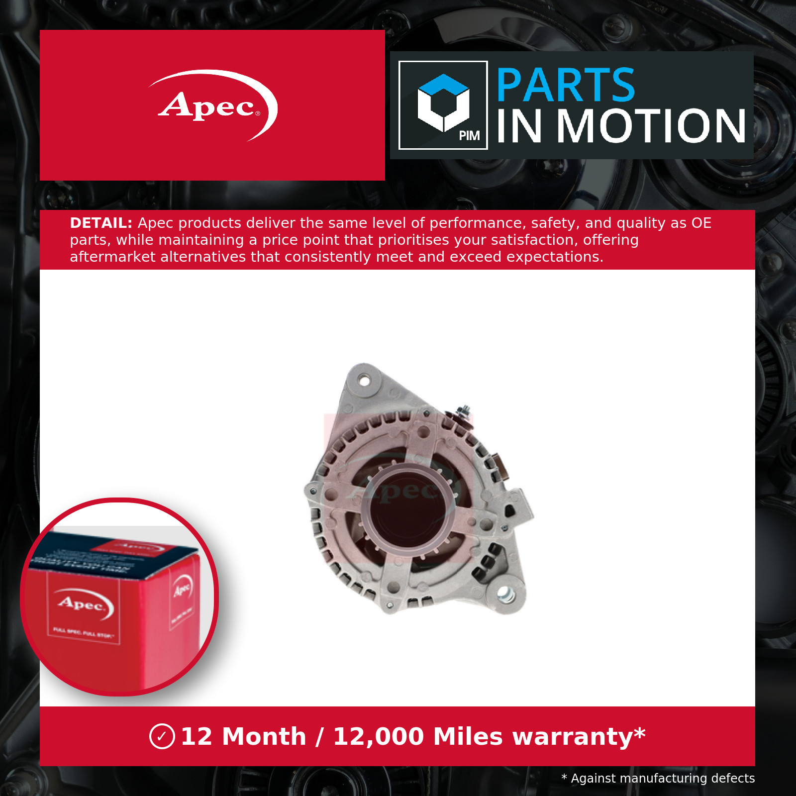Alternator AAL1576 Apec Genuine Top Quality Guaranteed New