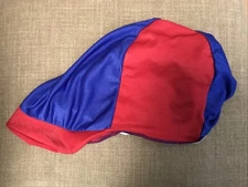 Carousel Equestrian Riding Helmet Cover - Red and Royal Blue