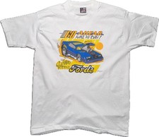Vintage NOS Large Ford Car White Single Stitch T-shirt. Made In USA.