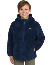 Eddie Bauer Youth Kid's High Pile Plush Hooded Full Zip Jacket Medium, Blue B94
