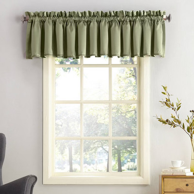 54''x18'' Sun Zero Room Darkening Seymour Rod Pocket Curtain Valance Green
