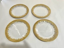 Arte Italica 24K Vetro Gold Baroque Set of 4 Salad/Dessert Plates New