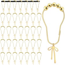 36 PCS Gold Bow Knot Shower Curtain Hooks Rust Proof Metal Decorative Hangers