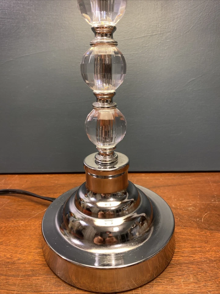 "Lámpara de mesita de noche con bolas de cristal de luz portátil Art Deco pantalla de 18"" con pantalla funciona" Foto 4 de 4