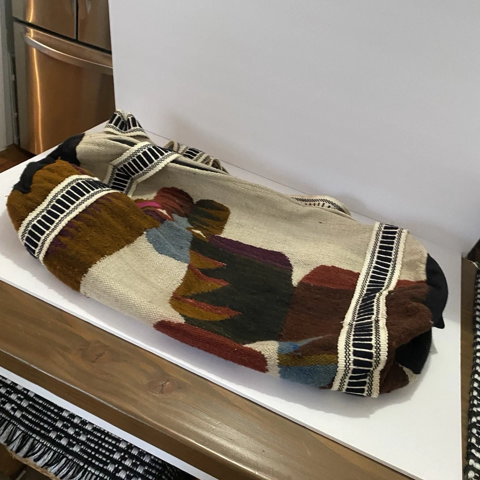 Перуанская спортивная сумка ручная кладь сумка для выходных большая ручная работа племенной коричневый 24 дюйма - Изображение 2 из 4