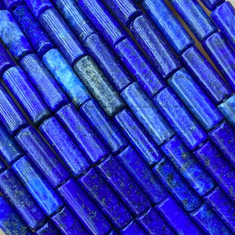 Cuentas de tubo de lapislázuli 4x13 mm AA cuentas espaciadoras de piedra natural hágalo usted mismo para hacer joyas Foto 2 de 4