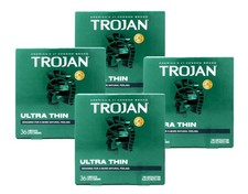 Trojan Ultra Thin Lubricated Latex Condoms Natural Feeling 36 Count Pack of 4