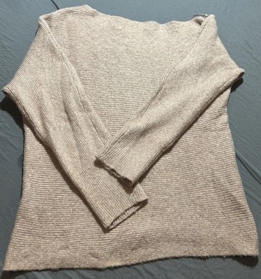 Treasure & Bond Off Shoulder Ribbed Knit Top Pink Women s M Long Sleeve