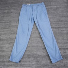 Escada Women Pants Light Blue Denim Look Cotton Blend Straight Leg 42 35x32.25