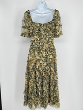Mac Duggal 10 Evening Dress Gown  Ruffle Floral Cottage Whimsical Flowy Boho