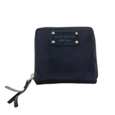 Kate Spade Black Zip Around Wallet Canvas Square 4.5" H x 4.5" L Slip Pocket