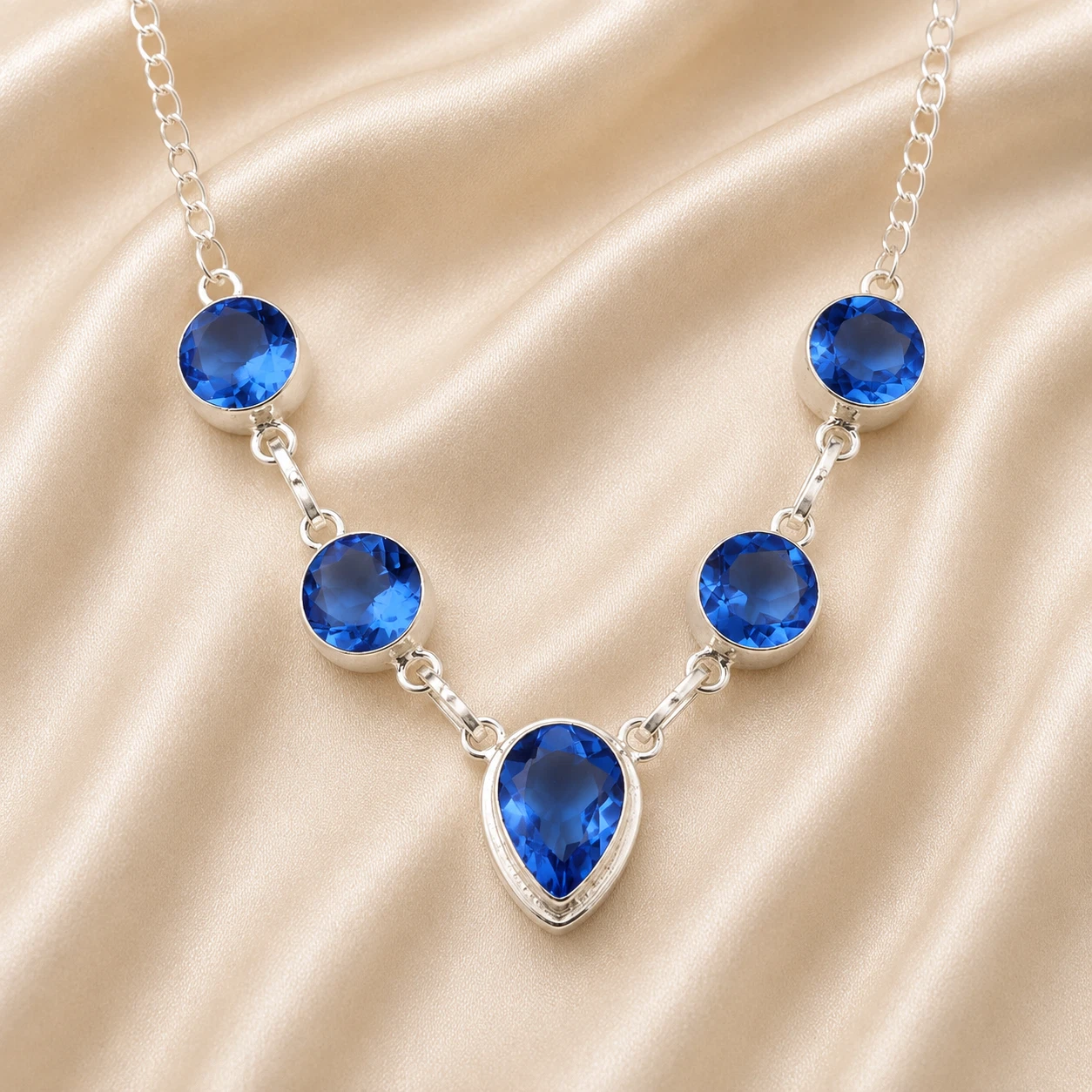 Tanzanite Gemstone 925 Serling Silver Adjustable Necklace 16-18" Gift For Sister