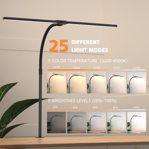 Schreibtischlampe Home Office, 15W Dual Screen Monitorleuchte mit Klemme, verstellbar Goo... - Bild 3 von 7