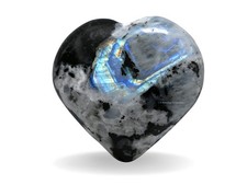 Amazing Gemstone Rainbow Moonstone Crystal Heart Palm Stone