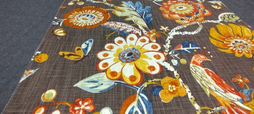 Pindler Baumwolle braun Blumen Vogel Florabunda Designer Stoffmuster 23 x 23 Zoll - Bild 13 von 18