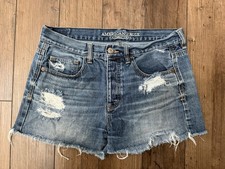Womens American Eagle Distressed High Rise Denim Jean Shorts Size 4
