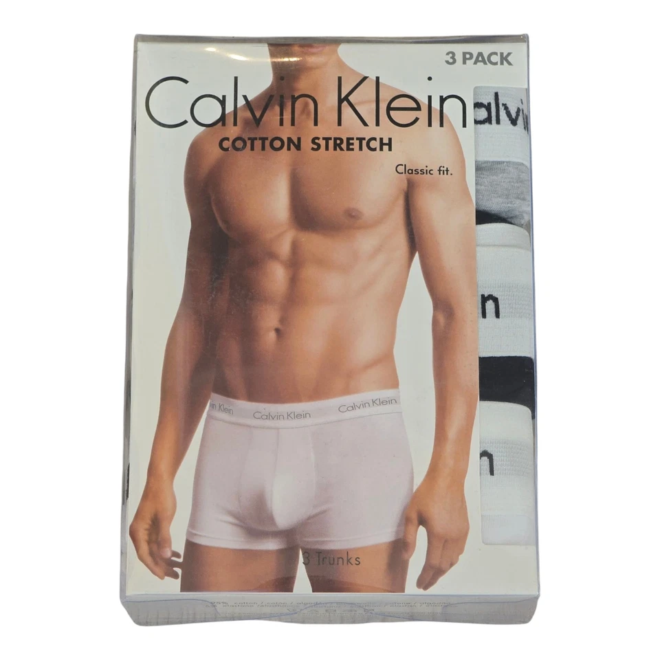 Calvin Klein Men's Boxer Trunks 3-Pack Brief Underwear Stretch Black Gray White - Image 4 of 4