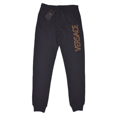 NWT $950 Versace Black Logo Embroidered Swearpant Jogger Pants Men's M AUTHENTIC