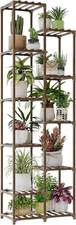 Bamworld Plant Stand Indoor Outdoor, 11 Tire Tall Large Wood Brown 