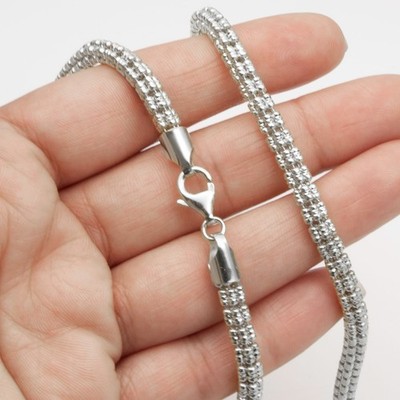 5mm Diamond-Cut Ice Link Chain Sterling Silver 925 Italy All Sizes