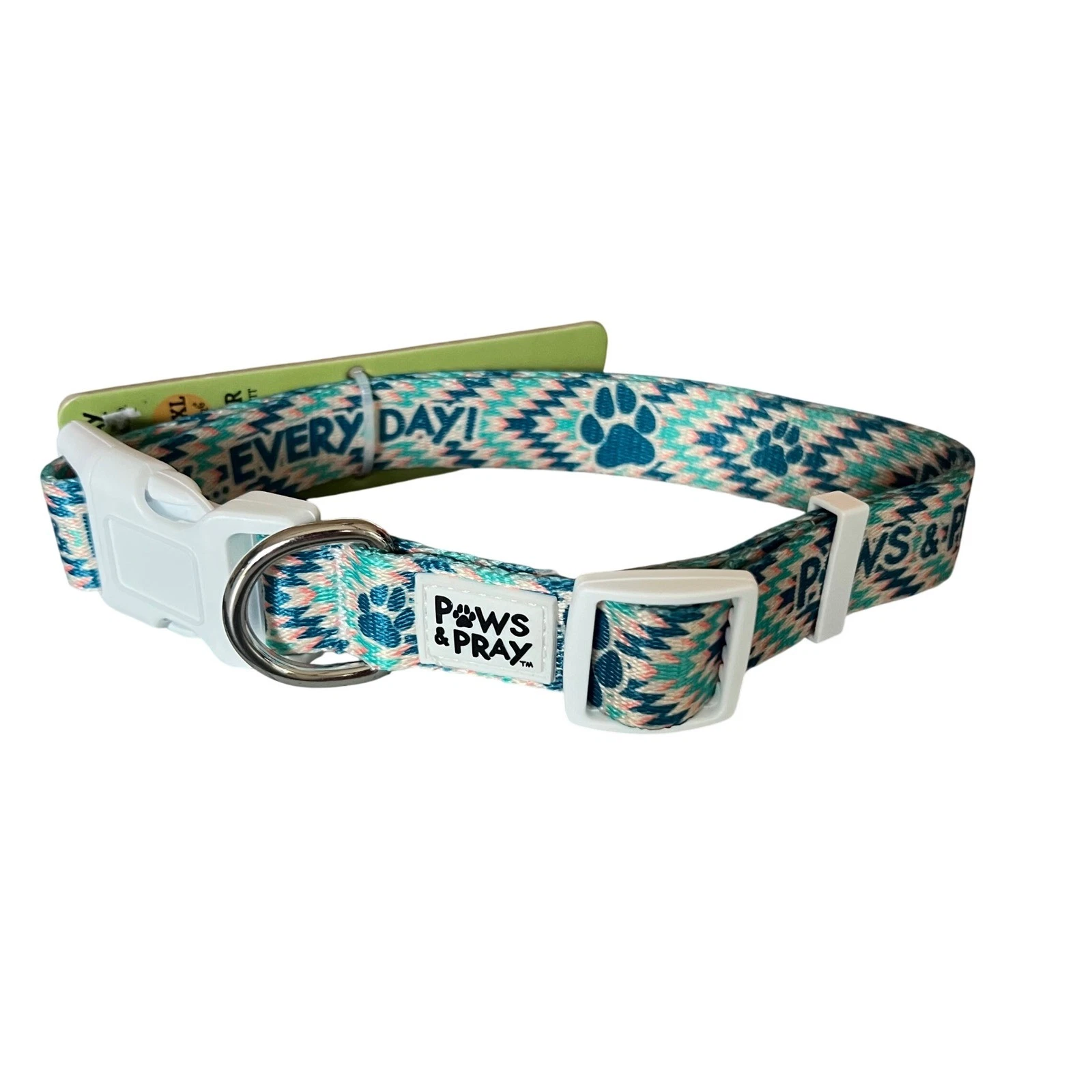 Kerusso Paws & Pray Everyday Pet Collar Adjustable L/XL Blue Green Pink NWT #1
Opens in a new window