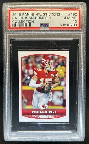 2018 Panini NFL Stickers Patrick Mahomes II Collection #192 PSA 10 Gem Chiefs