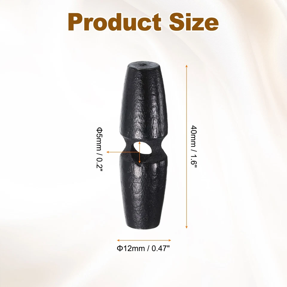 20 botones de palanca de madera 40 mm botón de costura oliva de un solo agujero, negro Foto 2 de 4