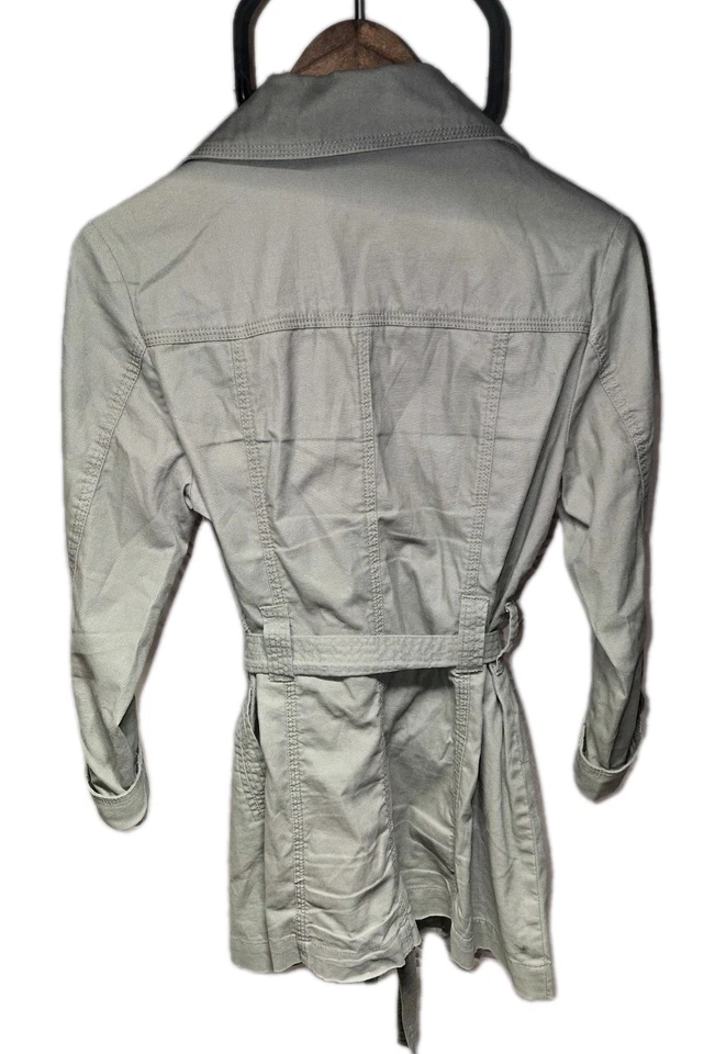 Chaqueta Abrigo Mujer Style & Co. Beige Largo Medio Talla M Doble Pecho Cinturón Foto 3 de 4