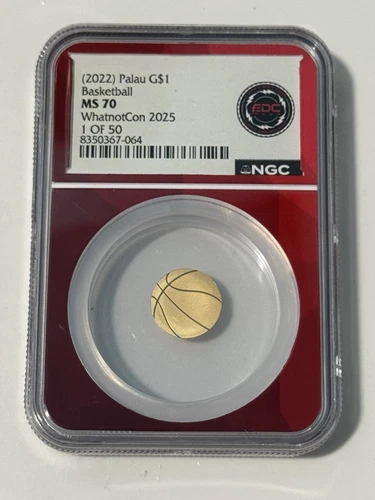 (2022) Palau Gold $1 Basketball 1/2 Gram .9999 NGC MS70 [28E6D]