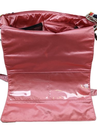 Ju-Ju-Be Diaper Messenger Bag Flowers Change Pad Pink Satin Dancing Dahlias - Picture 5 of 12