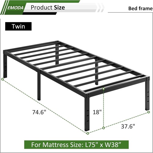 18-Inch Twin Metal Bed Frame - Sturdy, Stylish, and Space-Saving Design - Picture 5 of 11