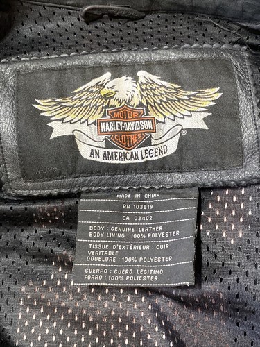 Harley Davidson RN 103819 CA 03402 Black Leather Jacket Mens Size M - Picture 2 of 12