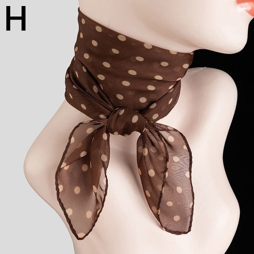 Ladies Retro Polka Dot Chiffon Scarf Soft Fabric Neck Wrap Short Chiffon Scarves - Picture 10 of 23