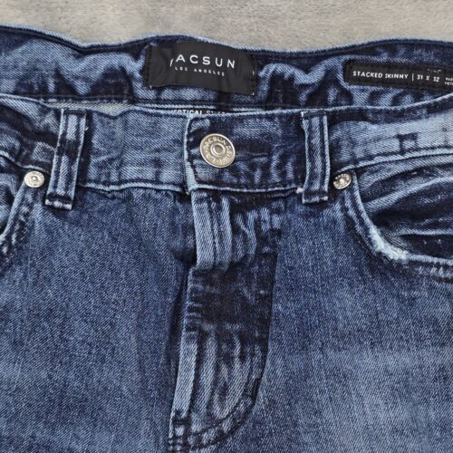 PacSun Jeans Mens 31x32 Stacked Skinny Vertical Stretch Zipper Distressed *33x32 - Picture 3 of 24