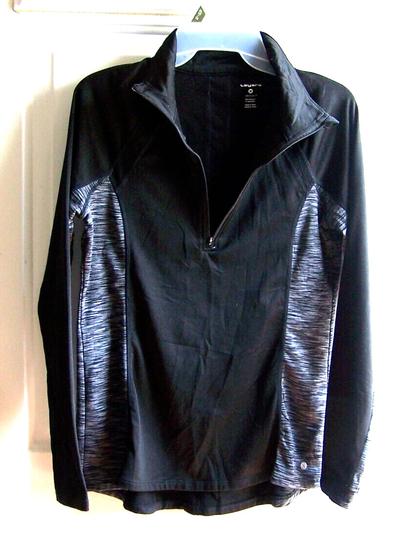 LAYER 8 Athletic Pullover Long Raglan Sleeve Blac… - image 1