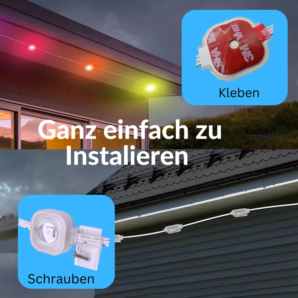 RGBIC SET LED Spot Modulo Striscia Illuminazione Esterno IP67 Striscia Catena Luminosa 30m - Immagine 3 di 4