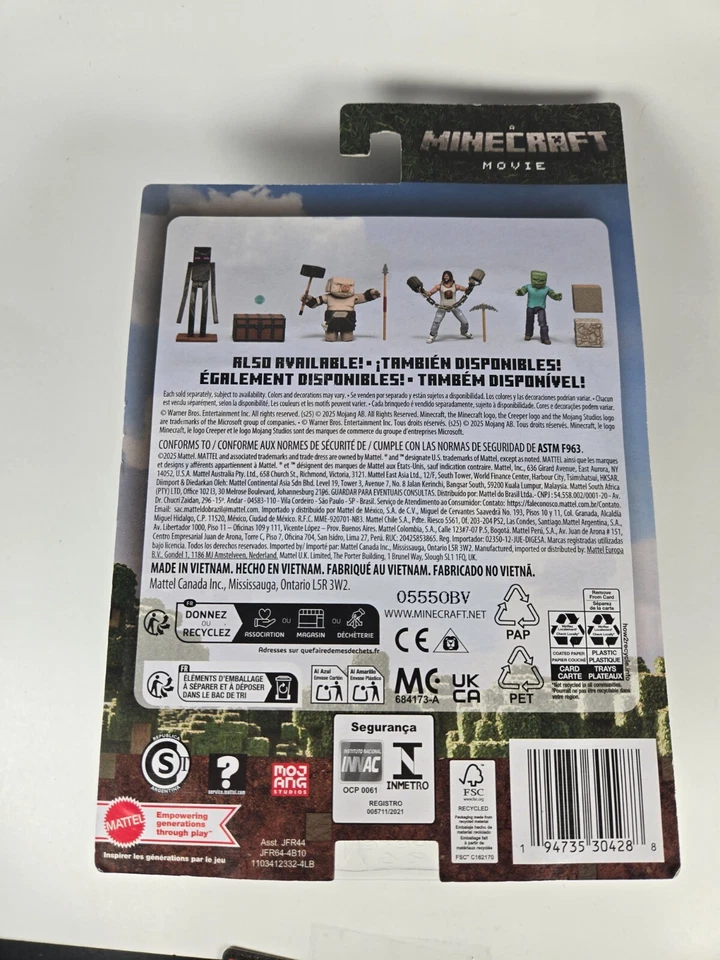 Una película de Minecraft Zombie adoquines y bloques de madera de roble figura de 4" Mattel 2025 nueva Foto 3 de 4