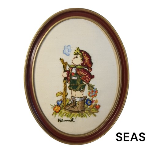Vintage Hummel Crewel Framed Boy & Girl Wall Decor 13 X 10 Large Needlepoint - Picture 3 of 6