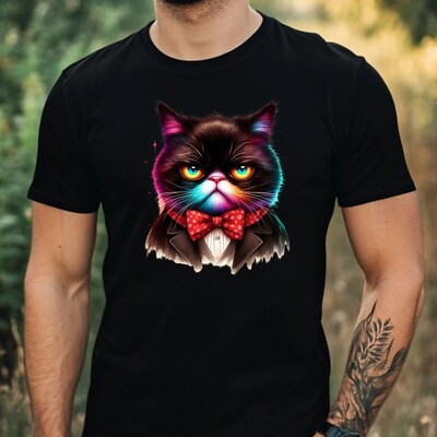 Herren T-Shirt Grumpy Cat Motiv Baumwolle Größe XS bis 5XL