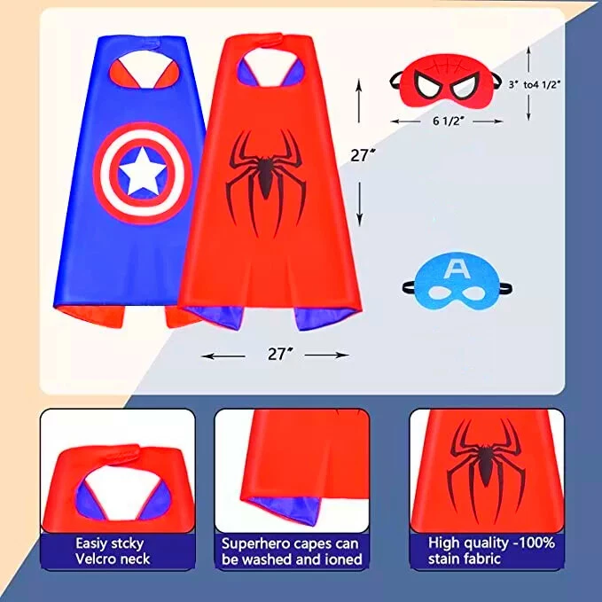 Capas e máscaras de super-heróis para crianças cosplay festa de aniversário fantasias NOVAS - Imagem 2 de 4