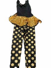 WEISSMAN GIRL SMALL  DANCE COSTUME  Glitter Gold/Black JUMPSUIT     Polka Dot PANT