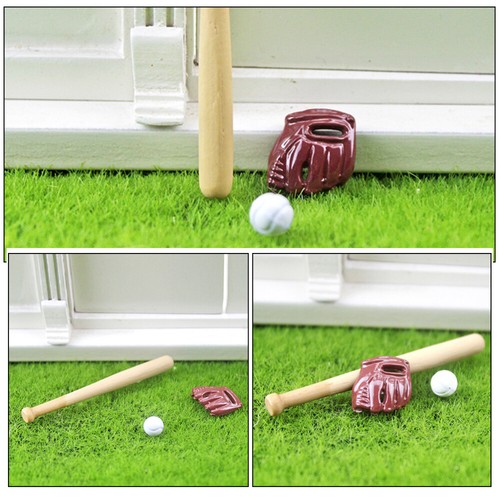 1 Set Casa delle Bambole Miniatura Baseball Doll House Accessori Mazza in Legno - Foto 9 di 12