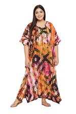 Women Boho Plus Size Maxi Dress Kimono Sleeves Beach Cover-Up Summer Sundress