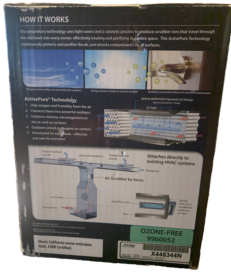 Aerus Air Scrubber Duct Mounted System (9960052) OZONE FREE eBay