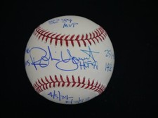 ROBIN YOUNT SIGNED OFFICIAL OMLB BASEBALL WITH 7 INSCRIPTIONS STAT BALL MLB COA