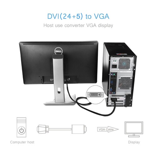 Gold DVI-I to VGA Adapter Digital Video Cable for PC Monitor HDTV Laptop 1080P - Picture 5 of 11