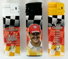 3 MICHAEL SHUMACHER COLLECTION LIGHTERS - LIMITED EDITION - 8.5 CM - NEW