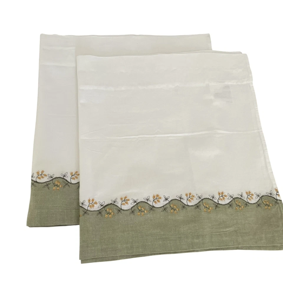 2 безымянные белые зеленые хлопковые занавески на окно балдахин с вышивкой с цветочным рисунком 16x60 - Изображение 2 из 4