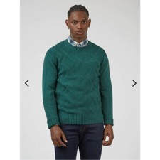 Nwt- Ben Sherman CHUNKY CABLE-KNIT CREWNECK SWEATER - OCEAN GREEN, size XXL