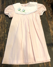The Beaufort Bonnet Company Pink Appliqued Floral Theme Girls 7 Collared Dress